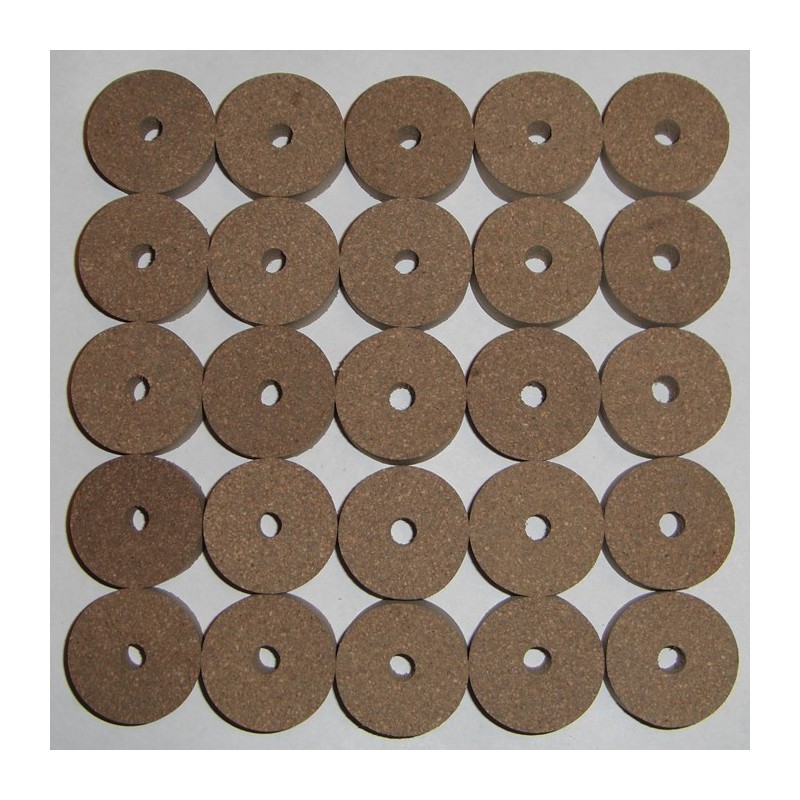 Cork Rings 10 Premium Rubberized 1.25" X 1/2"  x 1/4" Hole 